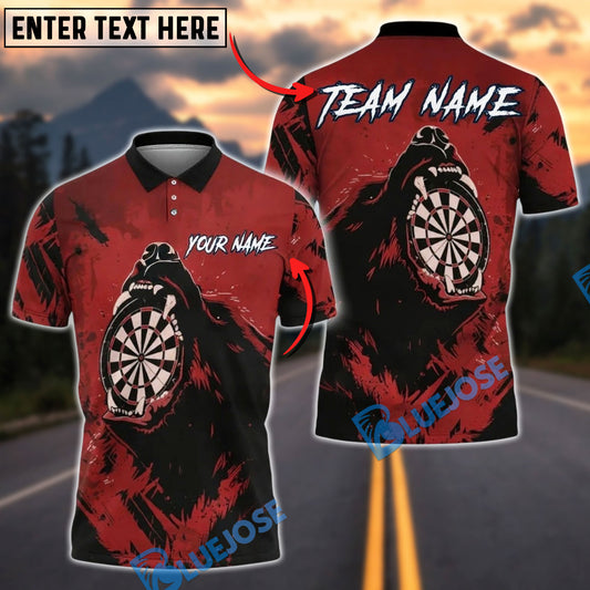 BlueJose Darts Bear Claw Scratch Dartboard Personalized Name, Team Name Unisex Shirt (4 Colors)