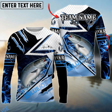 Bluejose Chinook Salmon Fishing Splash Blue Water Hook Scratch Sport Custom Name & Team Name 3D Shirts