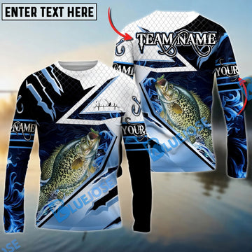 Bluejose Crappie Fishing Splash Blue Water Hook Scratch Sport Custom Name & Team Name 3D Shirts