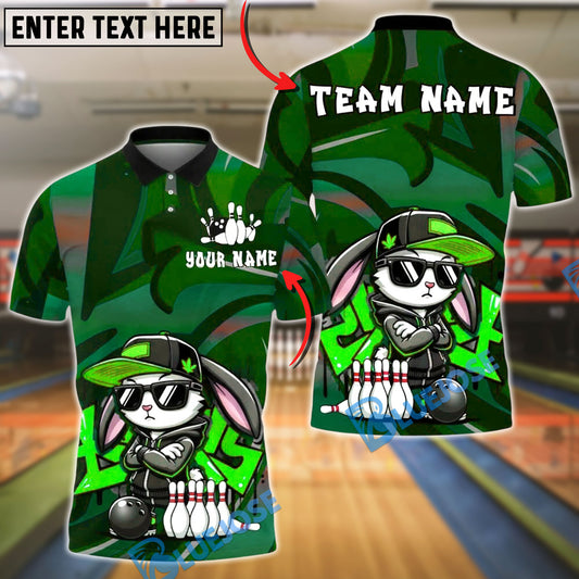 BlueJose Bowling And Pins Street Graffiti Bunny Cartoon Customized Name, Team Name 3D Shirt (4 Colors)