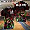 BlueJose Bowling And Pins Neon Cyber Wolf Cartoon Customized Name, Team Name 3D Shirt (4 Colors)
