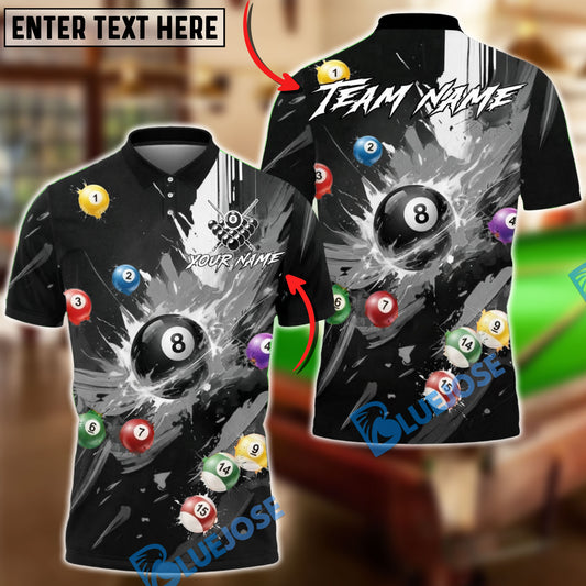 BlueJose Billiards 8-Ball Explosive Fire Effect Personalized Name, Team Name Unisex Shirt (6 Colors)