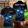 BlueJose Billiards Flaming 8 Ball Skull Black Personalized Name, Team Name Unisex Shirt (4 Colors)