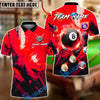 BlueJose Billiards 8-Ball Flaming Grunge Personalized Name, Team Name Unisex Shirt (6 Colors)