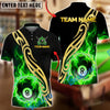 BlueJose Billiards 8 Ball Flame Golden Tribal Pattern Personalized Name, Team Name Unisex Shirt (4 Colors)