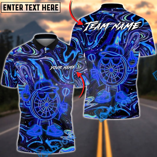 BlueJose Darts Neon Psychedelic Abstract Design Multicolor Options Personalized Name Shirt (4 Colors)