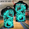 BlueJose Bowling And Pins Leaping Tiger Fire Effect Customized Name, Team Name 3D Shirt (6 Colors)