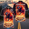 BlueJose Darts Flaming Bull Dartboard Fire Theme Multicolor Options Personalized Name Shirt (4 Colors)