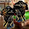 BlueJose Billiards 8-Ball Golden Dragon Black Lightning Strike Customized Name, Team Name 3D Shirt (6 Colors)