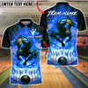BlueJose Bowling Flaming Bull Fire Explosion Theme Customized Name, Team Name 3D Shirt (4 Colors)