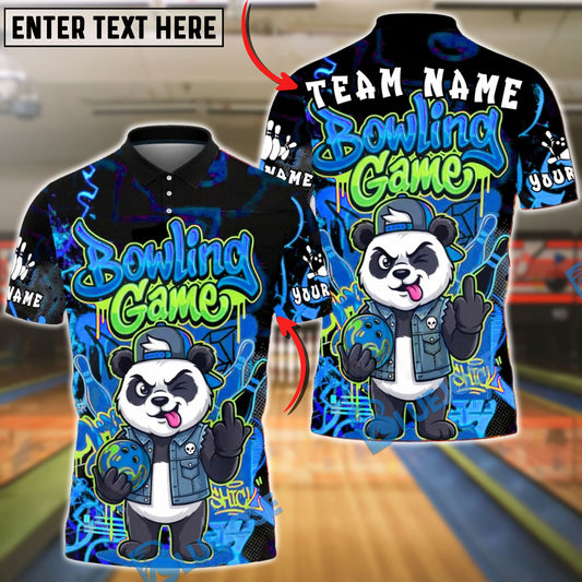 BlueJose Bowling Panda Graffiti Street Art Customized Name, Team Name 3D Shirt (4 Colors)