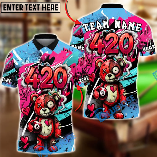BlueJose Billiards Ball 8 420 Bear Paint Splash Customized Name, Team Name 3D Shirt (4 Colors)