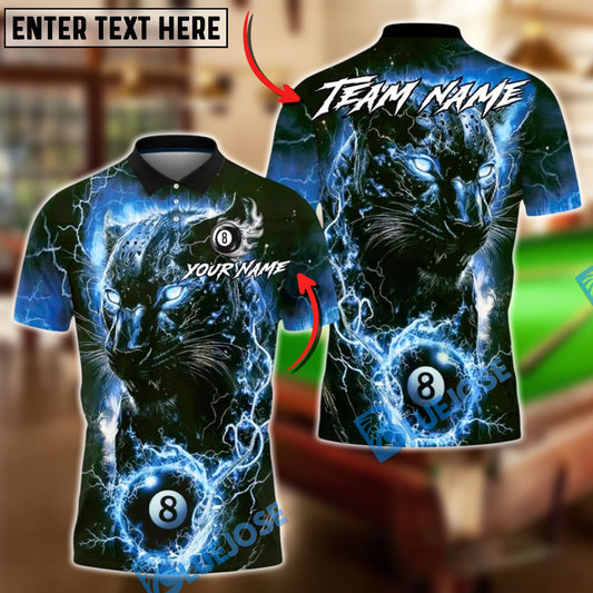 BlueJose Billiards 8 Ball Electric Panther Lightning Personalized Name, Team Name Shirt (6 Colors)