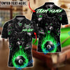 BlueJose Billiards 8 Ball Dark Wolf Pack Flame Personalized Name, Team Name Unisex Shirt (4 Colors)