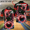 BlueJose Bowling And Pins Electric Panther Lightning Strike Customized Name, Team Name 3D Shirt (6 Colors)