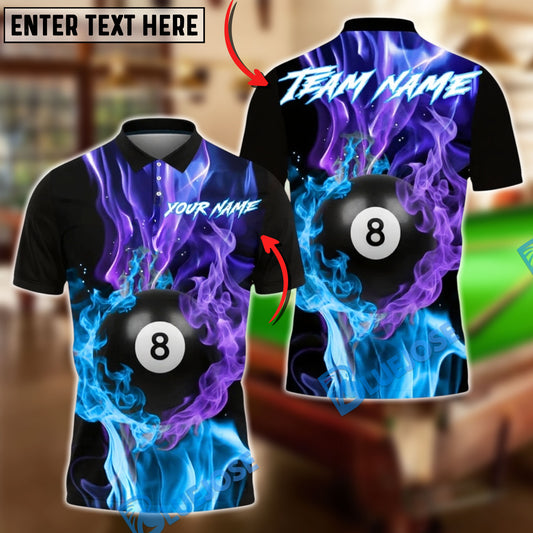 BlueJose Billiards 8 Ball Neon Smoke Fusion Personalized Name, Team Name Unisex Shirt (4 Colors)