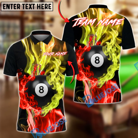 BlueJose Billiards 8 Ball Neon Smoke Fusion Personalized Name, Team Name Unisex Shirt (4 Colors)