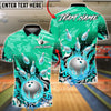BlueJose Bowling And Pins Silver Flame Strike Explosion Customized Name, Team Name 3D Shirt (4 Colors)