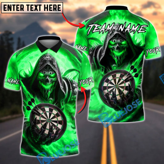 BlueJose Darts Reaper Ghost Skull Personalized Name, Team Name Unisex Shirt (4 Colors)