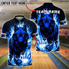 BlueJose Bowling And Pins Flame Wolf Customized Name, Team Name 3D Shirt (4 Colors)