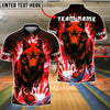 BlueJose Bowling And Pins Flame Wolf Customized Name, Team Name 3D Shirt (4 Colors)