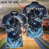BlueJose Bowling And Pins Wolf Fiery Werewolf Flame Customized Name, Team Name 3D Shirt (4 Colors)