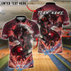 BlueJose Bowling And Pins Wolf Fiery Werewolf Flame Customized Name, Team Name 3D Shirt (4 Colors)