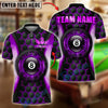 BlueJose Billiards 8 Ball Electric Hexagon Personalized Name, Team Name Unisex Shirt (4 Colors)