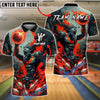 BlueJose Bowling And Pins Viking Fiery Warrior Customized Name, Team Name 3D Shirt (4 Colors)