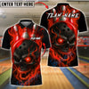 BlueJose Bowling And Pins Flame Skull Customized Name, Team Name 3D Shirt (4 Colors)