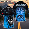 BlueJose Darts Wolf Smoke Design Multicolor Options Personalized Name Shirt (4 Colors)