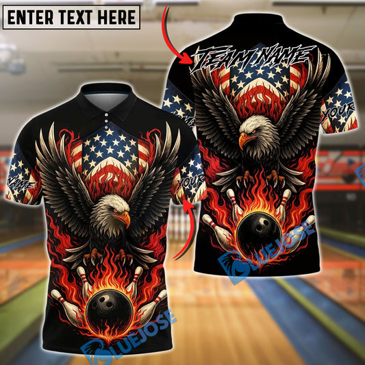 BlueJose Bowling And Pins American Eagle Fire Ball Personalized Shirt