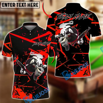 BlueJose Billiards 8 Ball Gangster with Rifle Personalized Name, Team Name Unisex Shirt (4 Colors)