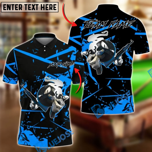 BlueJose Billiards 8 Ball Gangster with Rifle Personalized Name, Team Name Unisex Shirt (4 Colors)