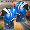 BlueJose Bowling And Pins Curved Strike Customized Name 3D Shirt (6 Colors)