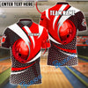 BlueJose Bowling And Pins Curved Strike Customized Name 3D Shirt (6 Colors)