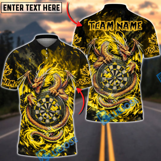 BlueJose Darts Golden Dragon Target Multicolor Options Personalized Name Shirt (6 Colors)