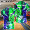 BlueJose Bowling & Pins Neon Wolf Cosmic Galaxy Bowling Art Customized Name, Team Name 3D Shirt (4 Colors)