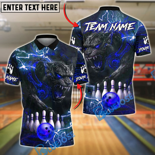BlueJose Bowling And Pins Black Panther Lightning Customized Name 3D Shirt (6 Colors)