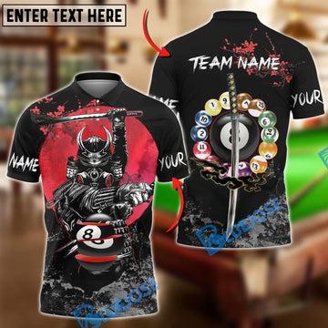 BlueJose Billiards 8 Ball Samurai Slayer Personalized Name Shirt (4 Colors)
