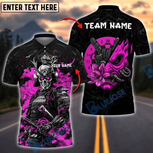 BlueJose Darts Samurai Skull Demon Customized Name, Team Name 3D Shirt (4 Colors)