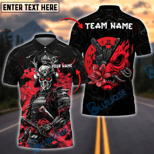 BlueJose Darts Samurai Skull Demon Customized Name, Team Name 3D Shirt (4 Colors)