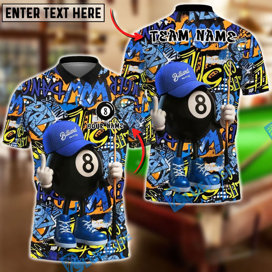 BlueJose Billiards Ball 8 Master Graffiti Style Personalized Name Shirt (4 Colors)
