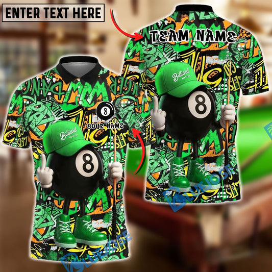 BlueJose Billiards Ball 8 Master Graffiti Style Personalized Name Shirt (4 Colors)