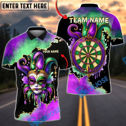BlueJose Darts Mardi Gras Mask Personalized Name Shirt