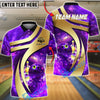 BlueJose Bowling & Pins Cosmic Galaxy Bowling Ball Neon Graphic Customized Name, Team Name 3D Shirt (4 Colors)