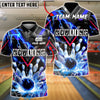 BlueJose Bowling & Pins Lightning Strike Electric Energy Graphic Customized Name, Team Name 3D Shirt (4 Colors)