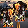 BlueJose Darts Flaming Biker Skull Middle Finger Multicolor Options Personalized Name Shirt (4 Colors)