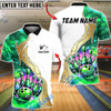 BlueJose Bowling And Pins Galaxy Strike Gold Flame Premium Design Customized Name, Team Name 3D Shirt (4 Colors)