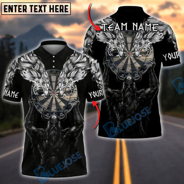 BlueJose Darts Viking Warrior Twin Wolves Dartboard Personalized Name Shirt
